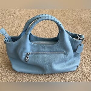Iswee Light Blue Leather Satchel Purse